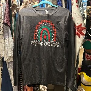 Bella Canvas Gray Merry Christmas Long Sleeve Tee